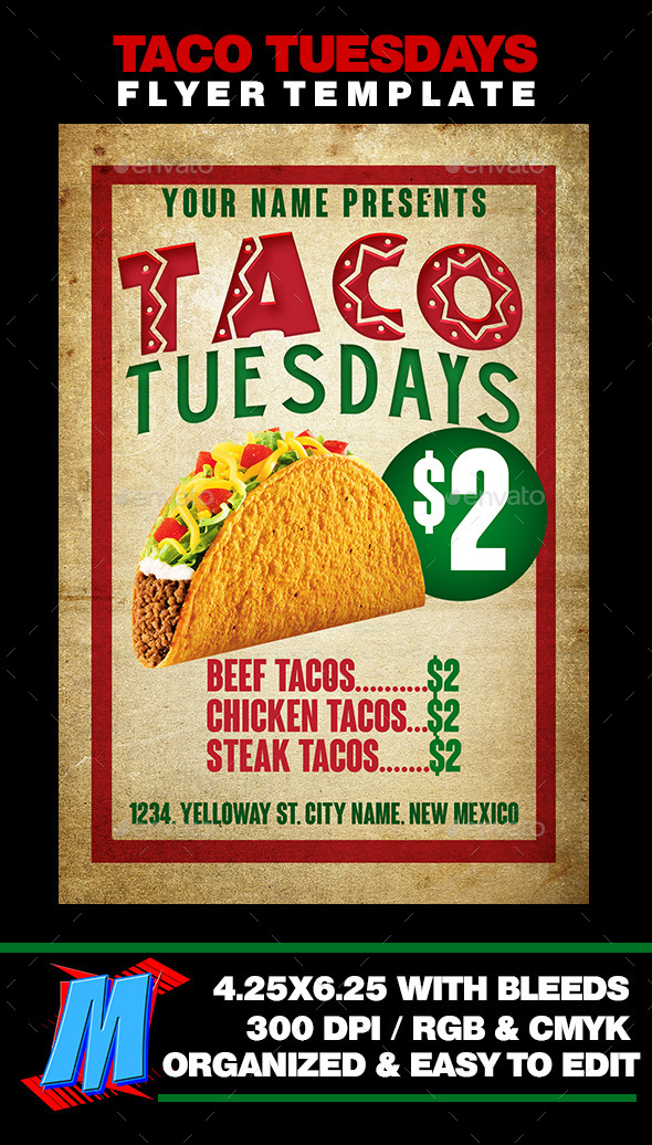 Taco Tuesdays Flyer Template by MegaKidGFX GraphicRiver